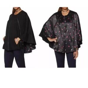 MELISSA‎ MCCARTHY SEVEN7 Sz M  Reversible Zip-Up Cape BLACK Kisses NWT MSRP $159